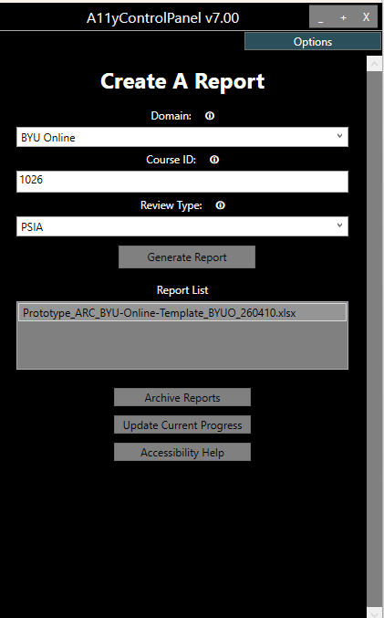 Accessibility Panel User Interface